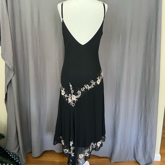 100% Silk Slip - Beaded Floral Gown - Dark Fairy Floral Whimsical - Picture 3 of 8